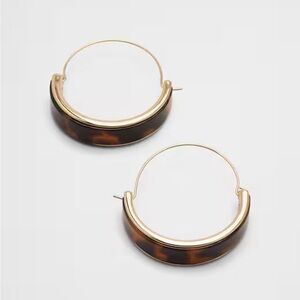 Gold-Tone Tortoiseshell Hoop Earrings - Women Jewelry